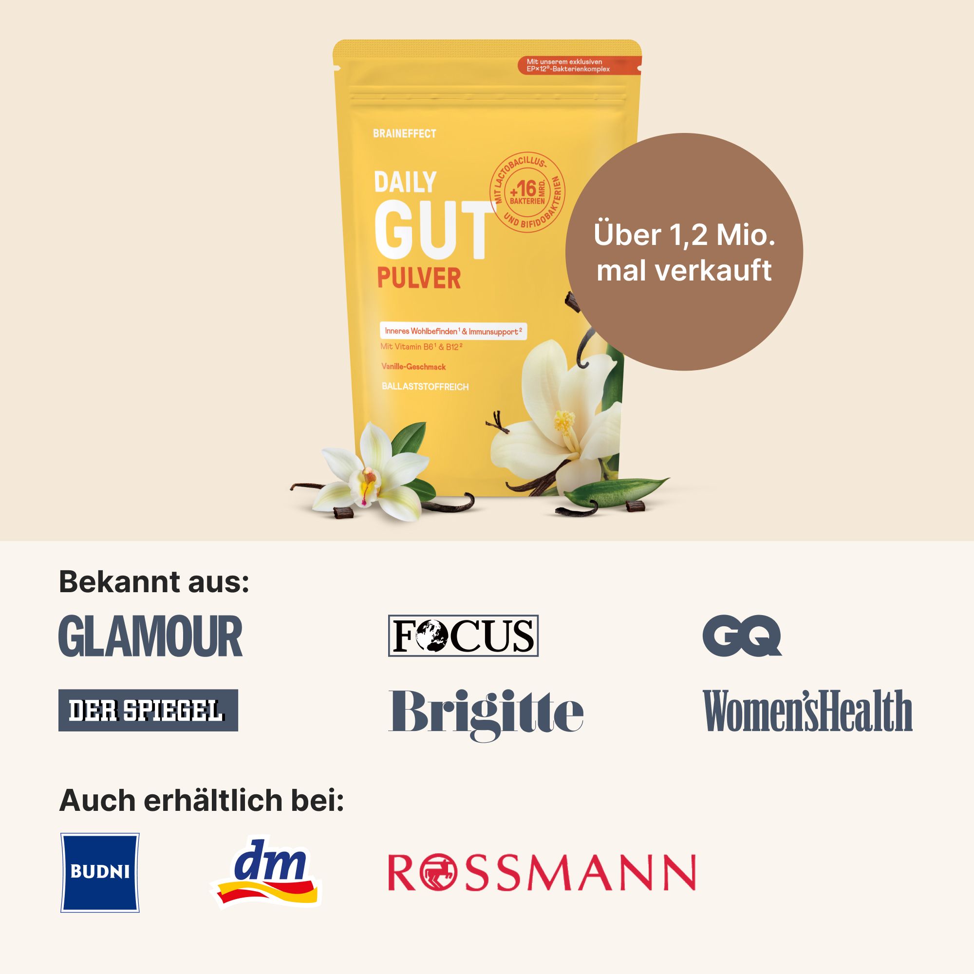 BRAINEFFECT Daily Gut Pulver Vanille