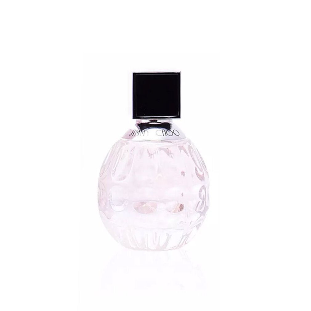 Eau de Toilette Flakon. Runder, transparenter Flakon mit schwarzem Deckel. Logo auf dem Flakon.
