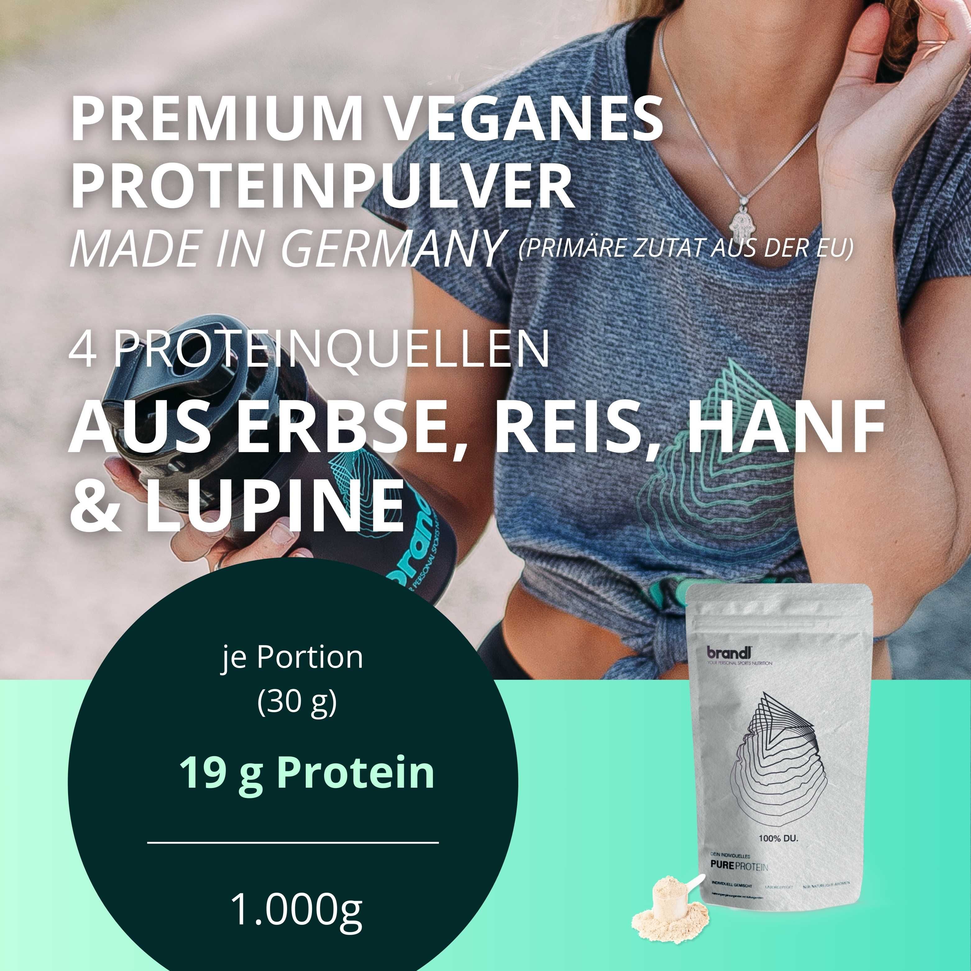 brandl® Protein Vegan aus 4 pflanzlichen Eiweiß-Quellen 1000 g Pulver