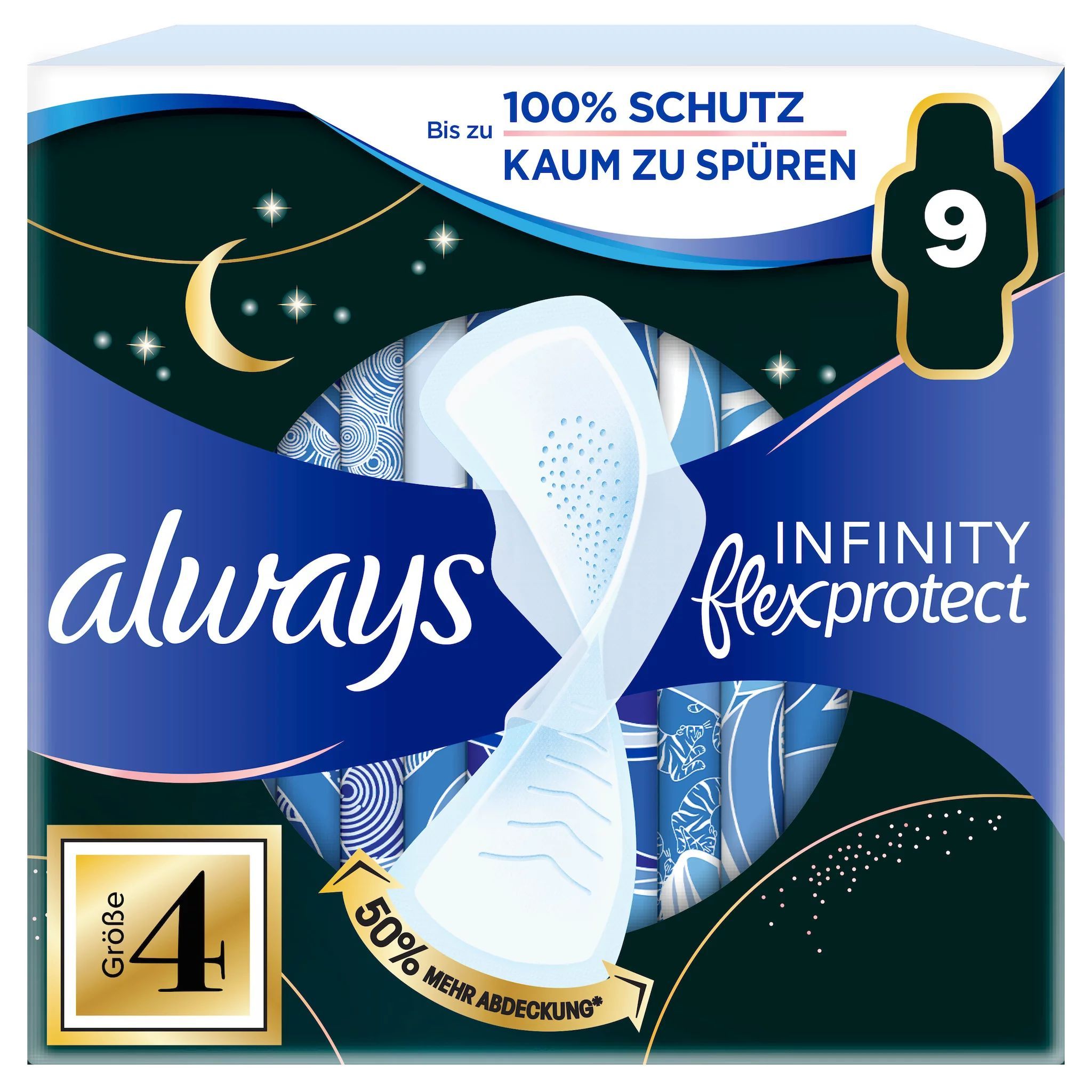 always Binde Infinity FlexProtect Night Extra mit Flügeln 9 Damenbinden St