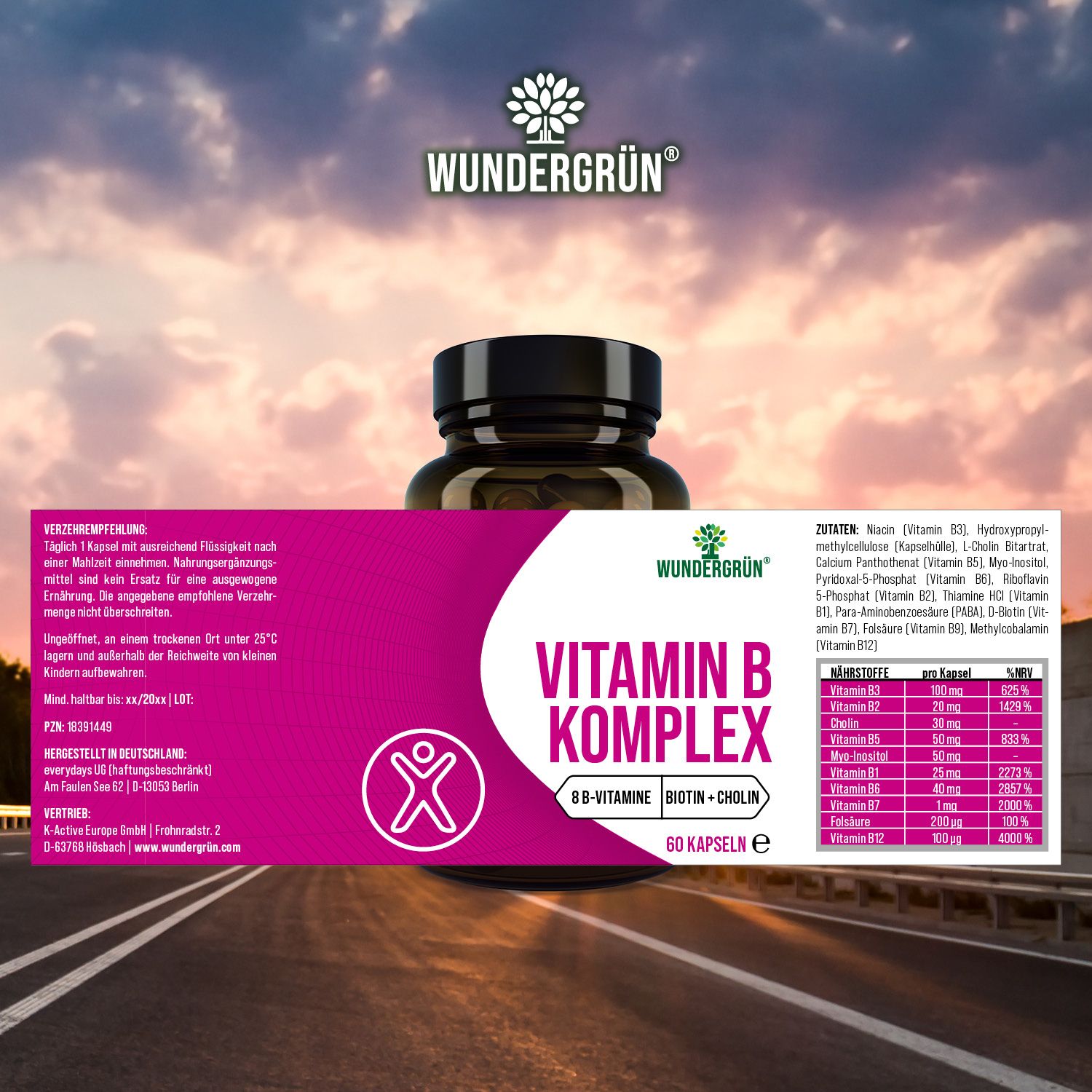 WUNDERGRÜN® Vitamin B Komplex - 60 Kapseln
