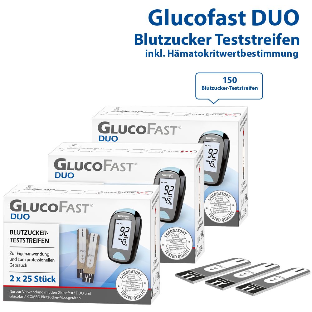 Glucofast Duo Blutzucker-Teststreifen 150 St