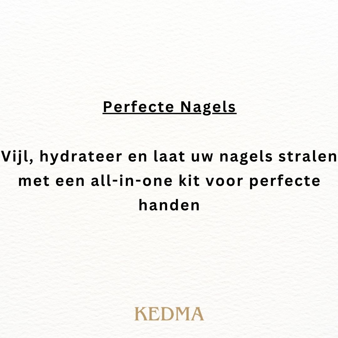 Tekst: Geschikt voor: Droge en Breekbare Nagels: Versterkt en hydrateert. Normale tot Droge Huid: Beschermt en verzacht. KEDMA.
