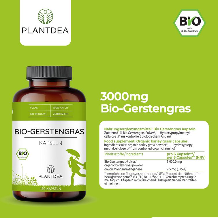 PlantDEA Bio Gerstengras Kapseln