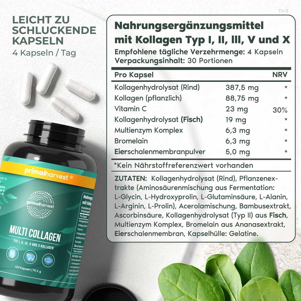 Multi-Collagen Hochdosiert Complex von Primal Harvest® 120 St Kapseln