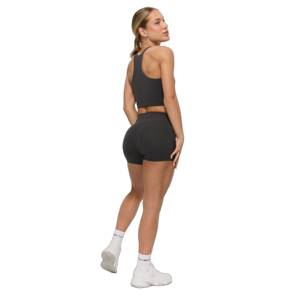 GymBeam Shorts Damen Slim mit Gummizug ohne Taschen BEAT Charcoal