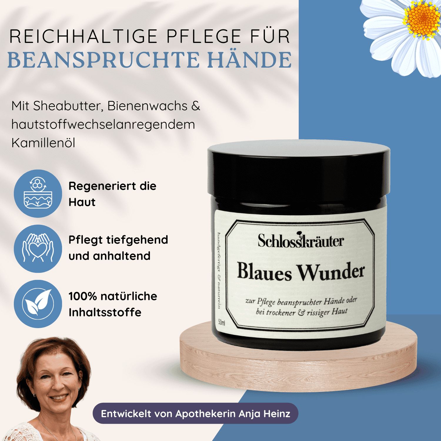 Schlosskräuter Blaues Wunder Handcreme für trockene, rissige Hände