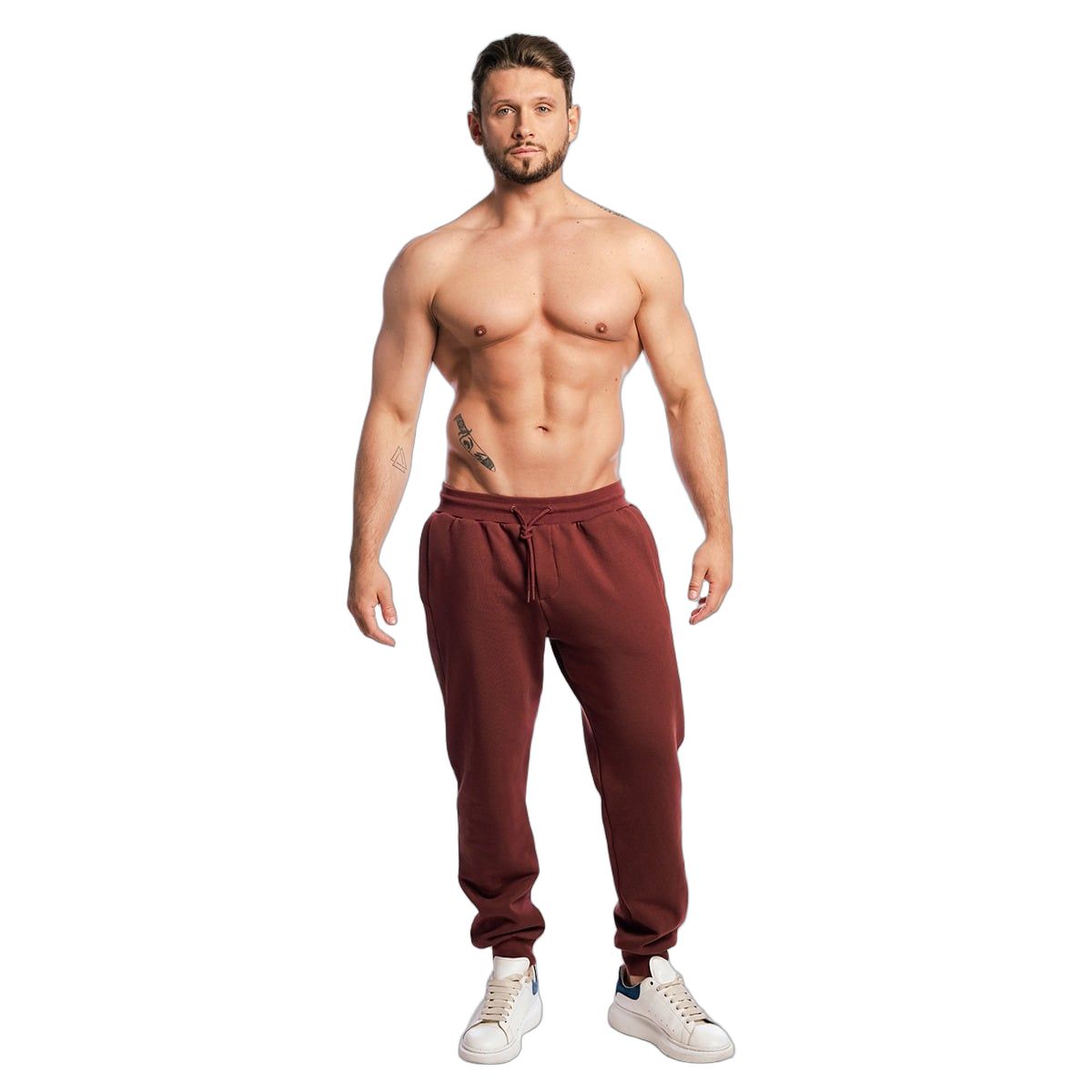 GymBeam Jogginghose Herren oversized mit Kordelzug und Taschen in Cherrywood