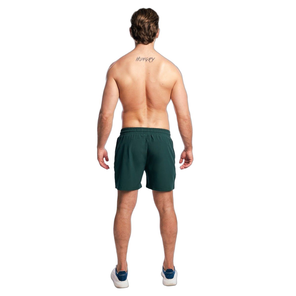 GymBeam Shorts Herren Regular Fit, Kordelzug und Reißverschlusstaschen Forest