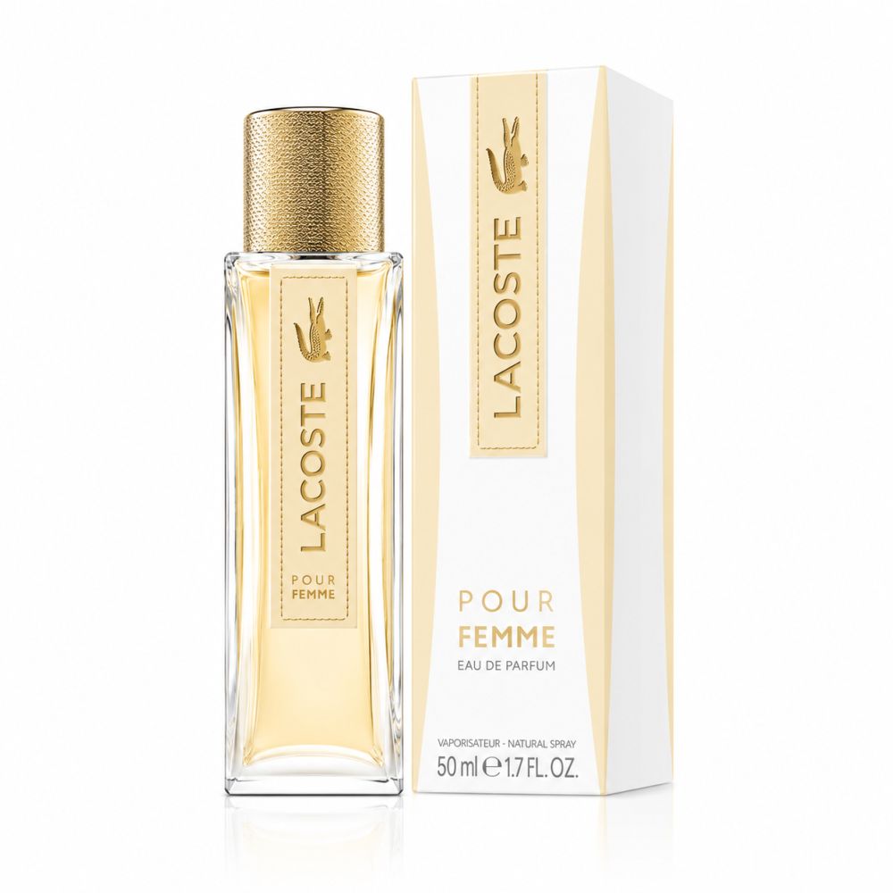 Lacoste Pour Femme Eau de Parfum Flakon und Karton.