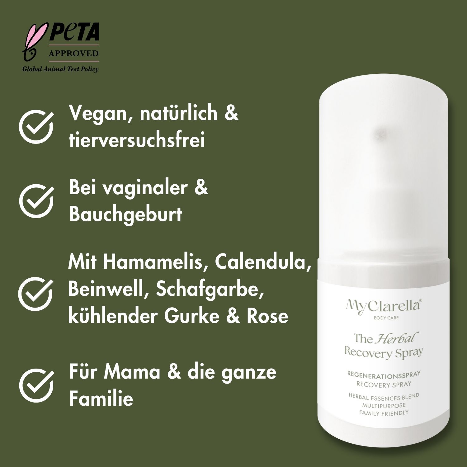 MyClarella® Regenerationsspray / Intimpflege mit Calendula & Hamamelis - The Herbal Recovery Spray 100 ml