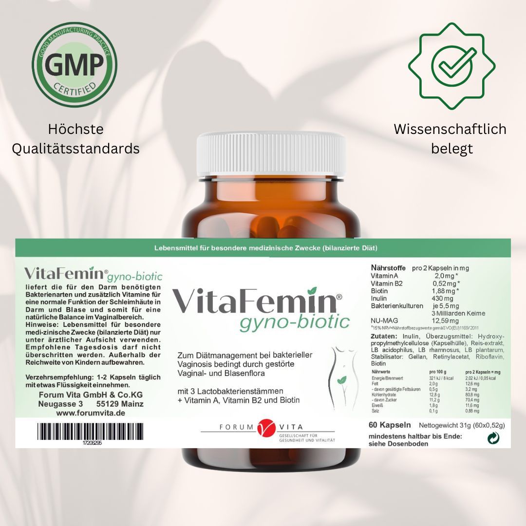 VitaFemin® gyno-biotic Blasenflora Kapseln ⭐Expertise seit 25 Jahren⭐