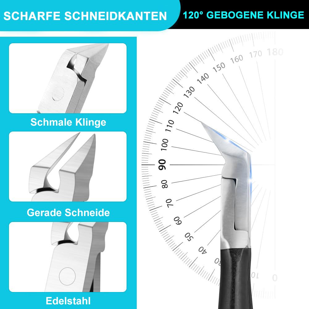 COOL-i Profi Nagelzange aus Edelstahl, Präzisions Fußnagelschere mit rutschfestem Griff