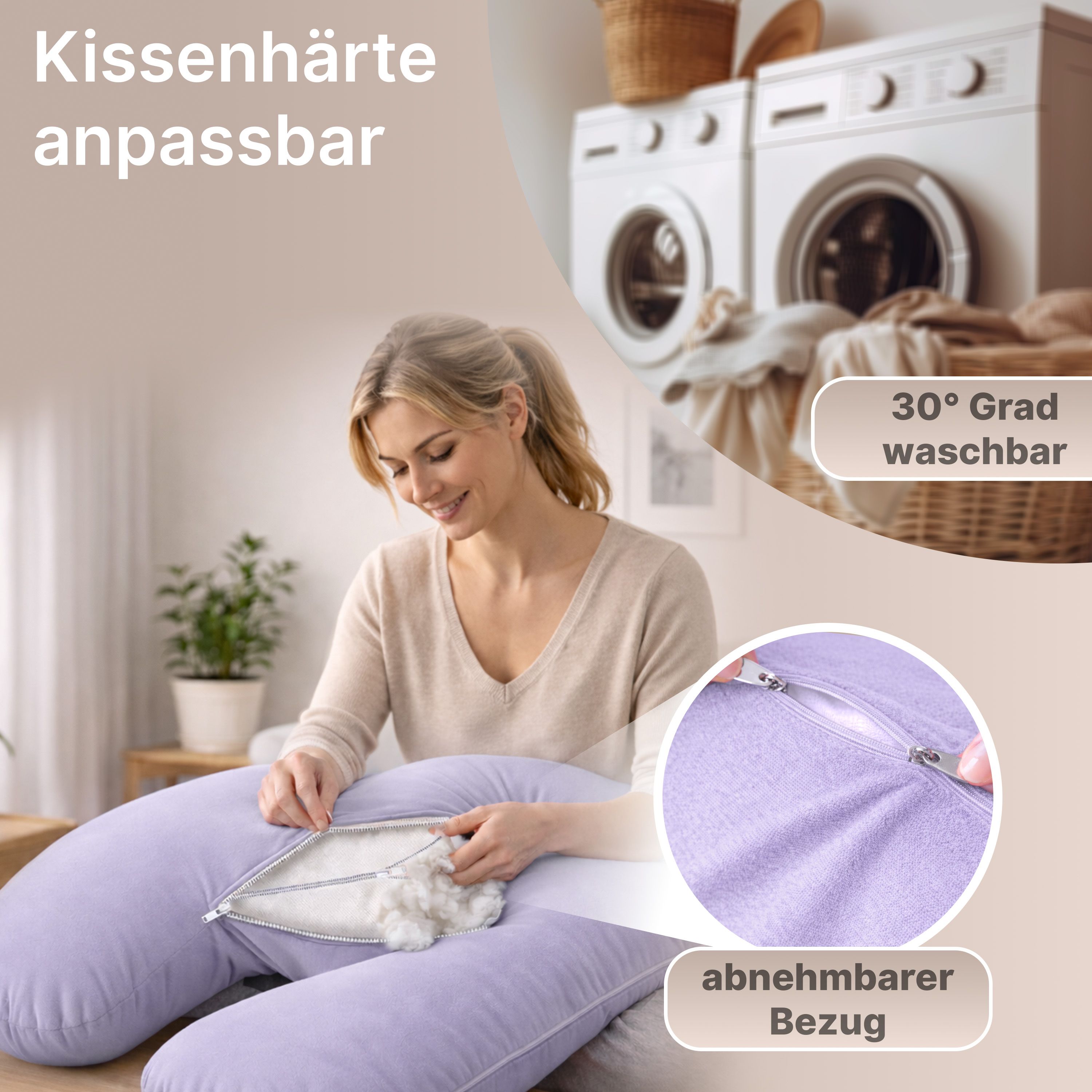 Multifunktions-Körperkissen mit Schlafmaske, Purple