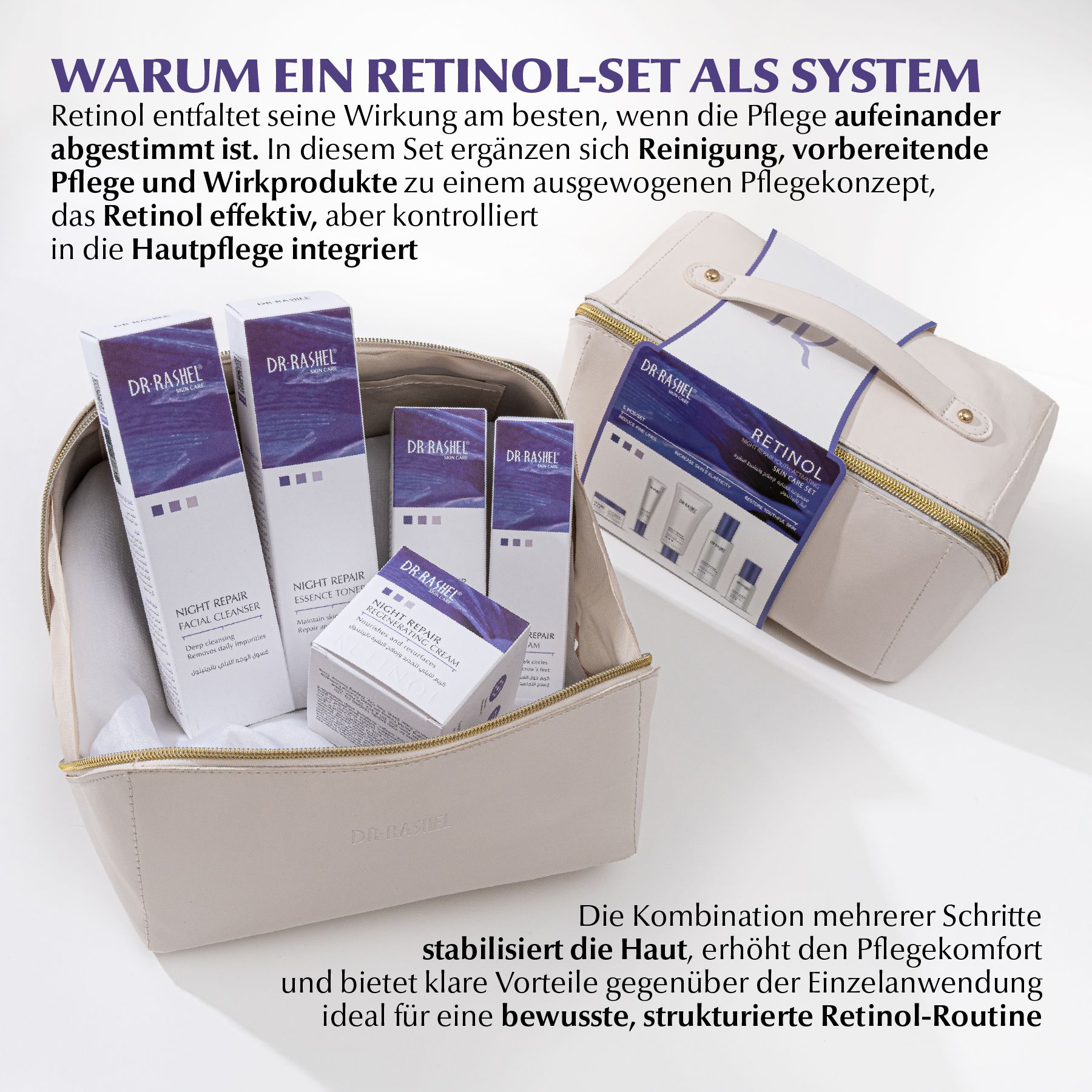 DR RASHEL Gesichtspflege-Set Retinol Anti-Aging Augenserum Cream Cleanser Toner