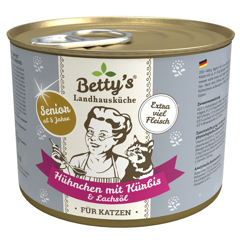 Bettys Landhausküche LHK Cat SENIOR Hühnchen Kürbis Lachsöl