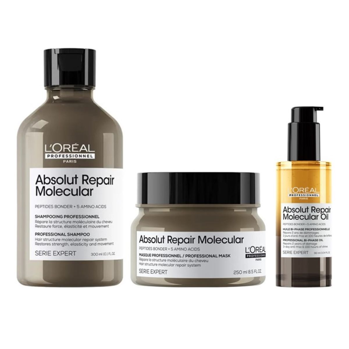 L'Oreal Professionnel Absolut Repair Molecular Set (Shampoo / Maske Öl) 640 ml