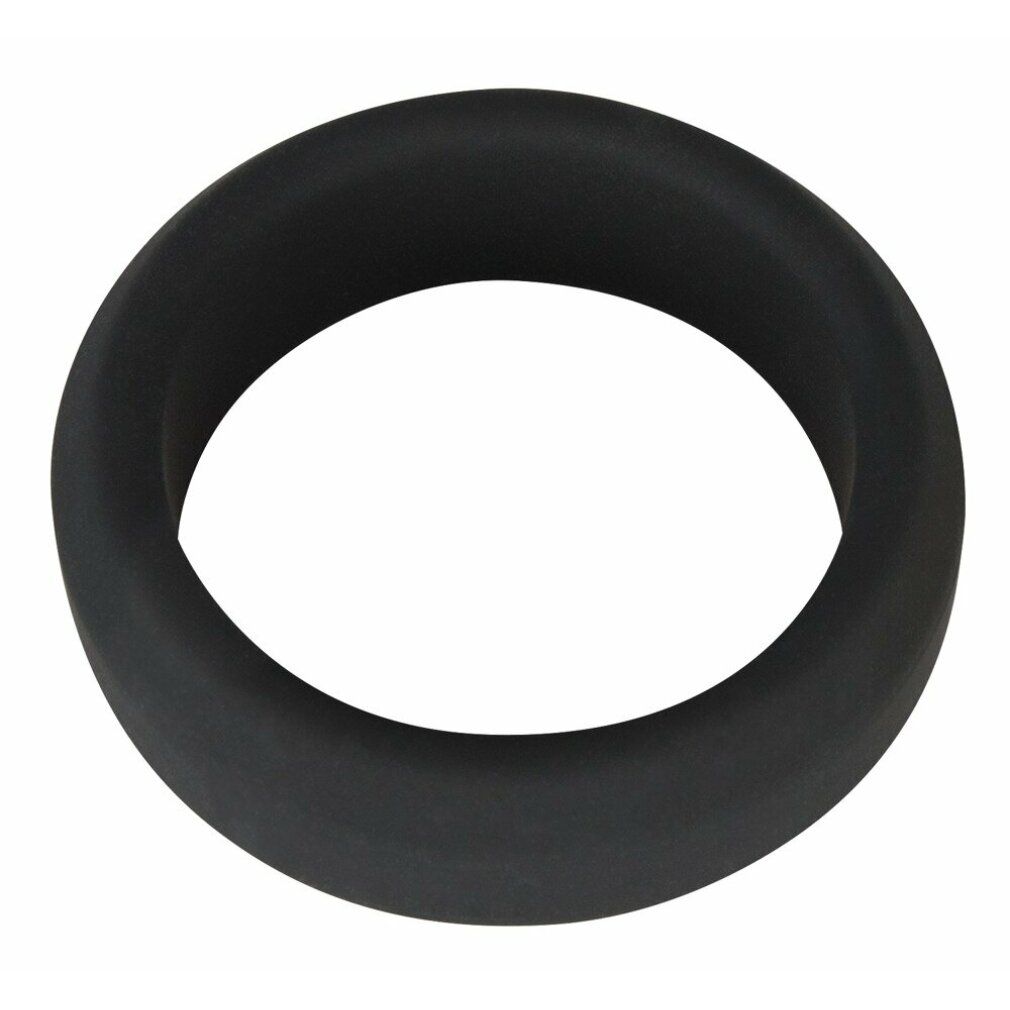 Schwarzer Penisring aus Silikon. Ringförmig, mit glatter Oberfläche.