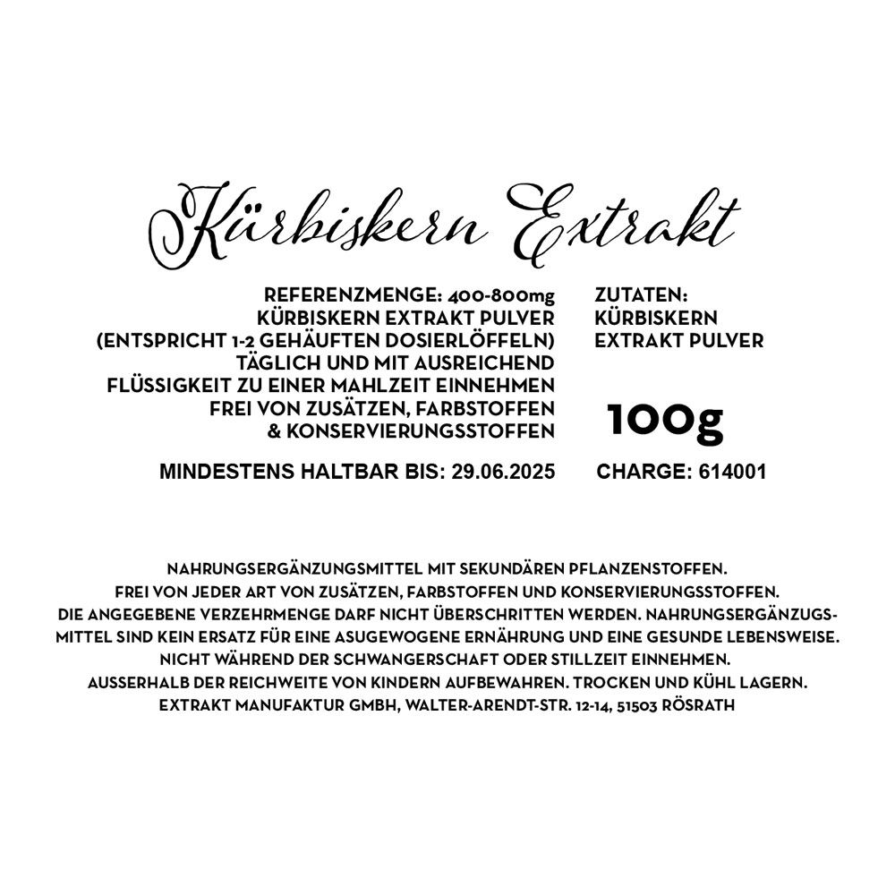 Extrakt Manufaktur Kürbiskern Extrakt Pulver