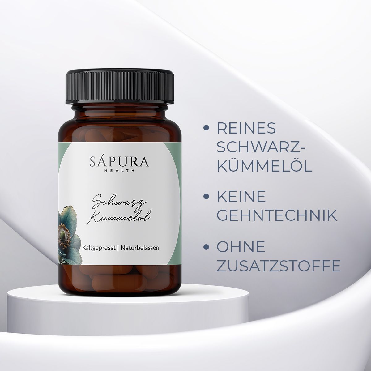 Schwarzkümmelöl Kapseln kaltgepresst naturbelassen | 60 Kapseln | SAPURA®