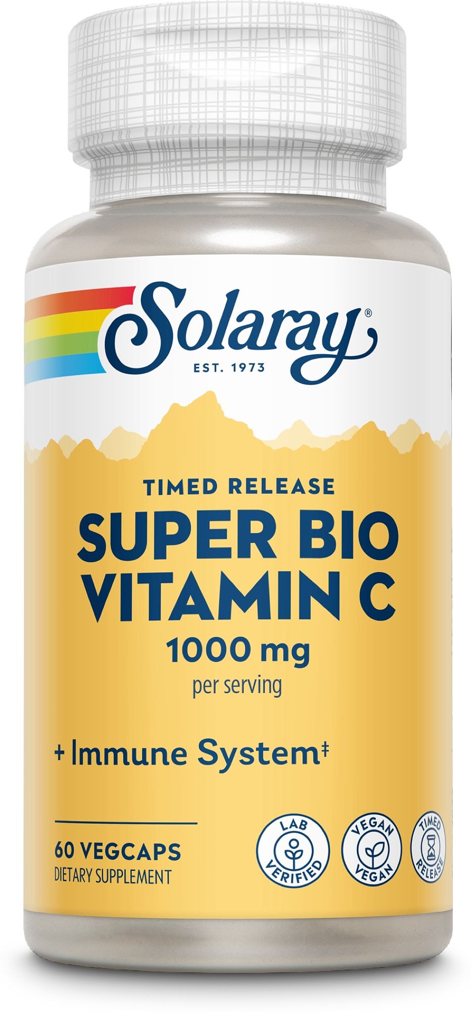 Solaray Super Bio Vitamin C Flasche mit 60 Vegcaps, Timed Release.