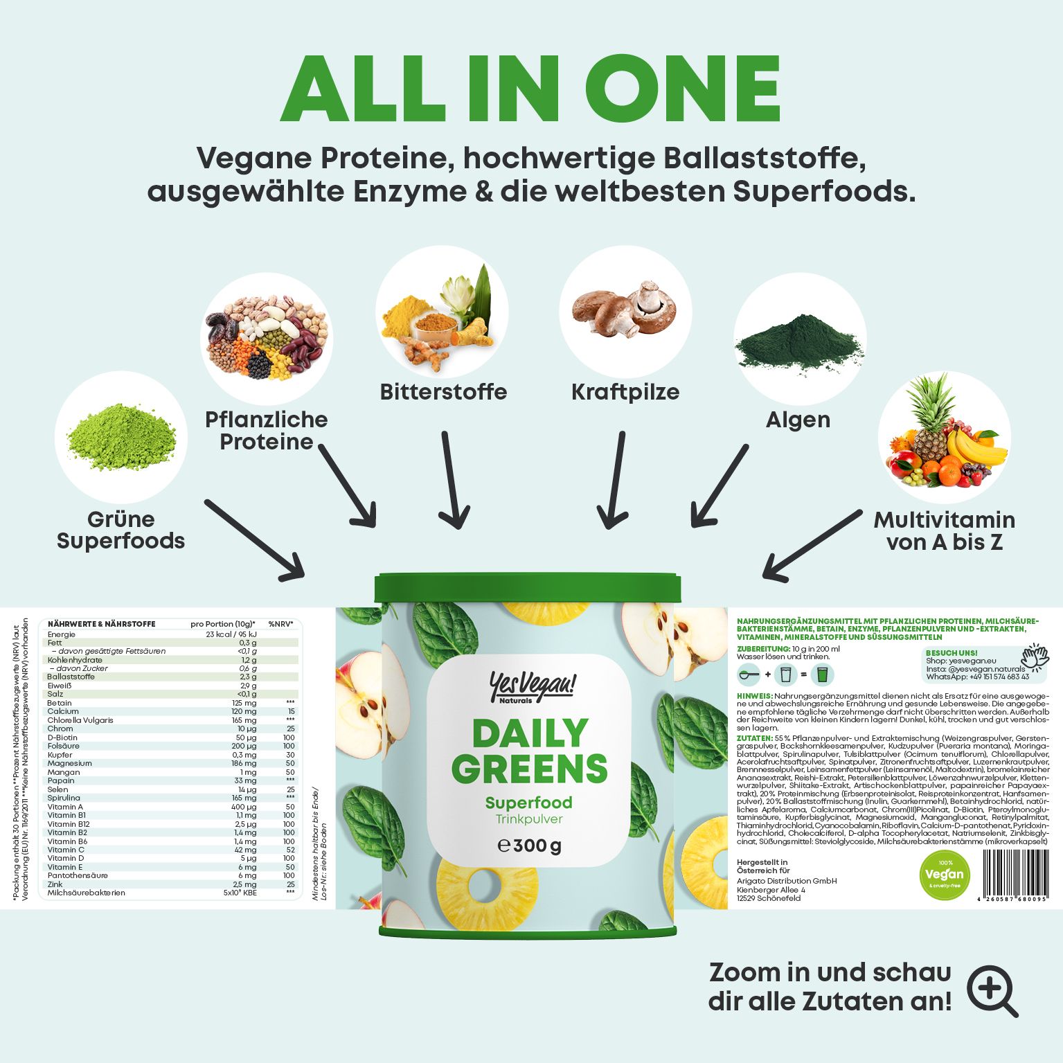 Yes Vegan® Daily Greens Superfood - Pulver 3x300 g