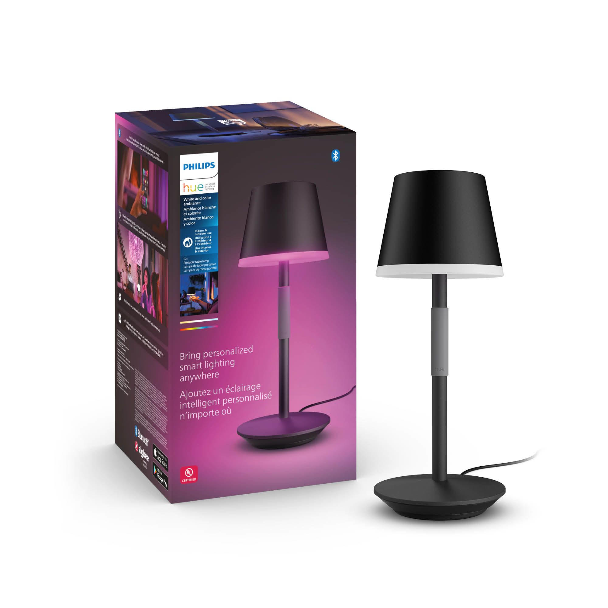 Hue Go Lampada da Tavolo Ricaricabile Nera Wireless White and Color Ambiance