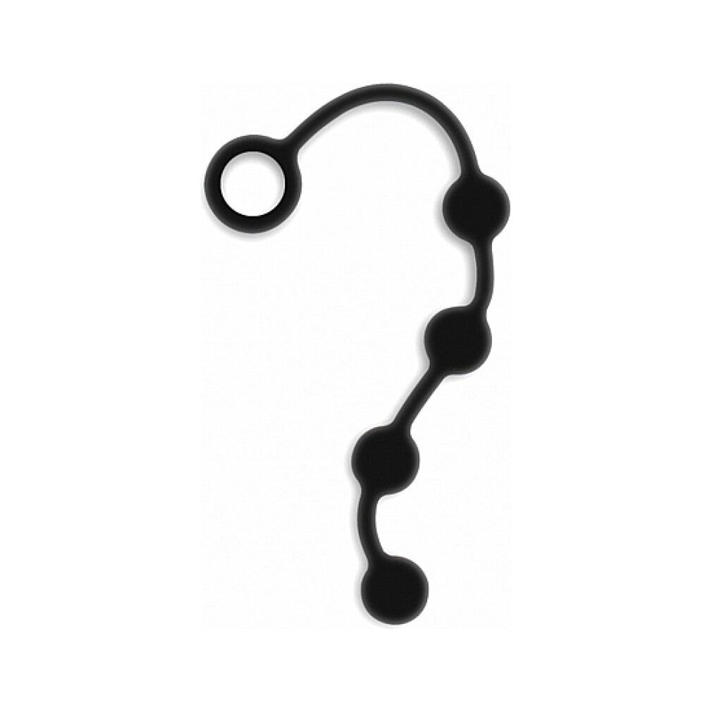 Schwarze Analkugeln mit vier Kugeln und einem Ring. Aus flexiblem Material.