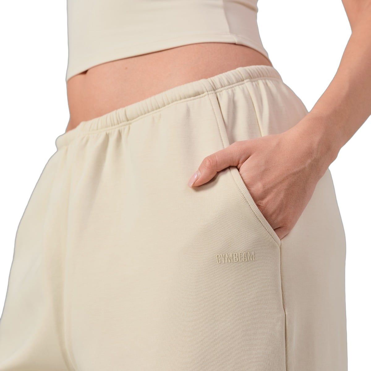 GymBeam Jogger Damen Oversized mit geradem Bein in Almond