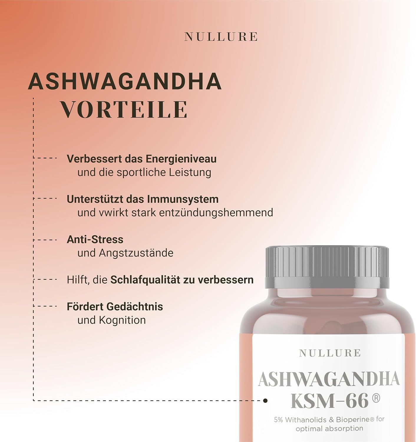 Nullure Bio Ashwagandha Extrakt (KSM-66®) - Premium Markenrohstoff