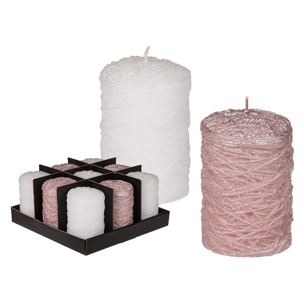 Out of the Blue Stumpenkerze mit Glitter, rosa & sortiert