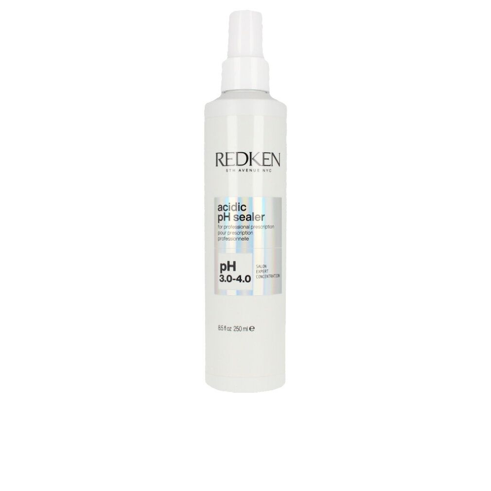 Weißes Spray mit Redken-Logo. Aufschrift: acidic pH sealer, pH 3.0-4.0. Flasche mit Sprühkopf.