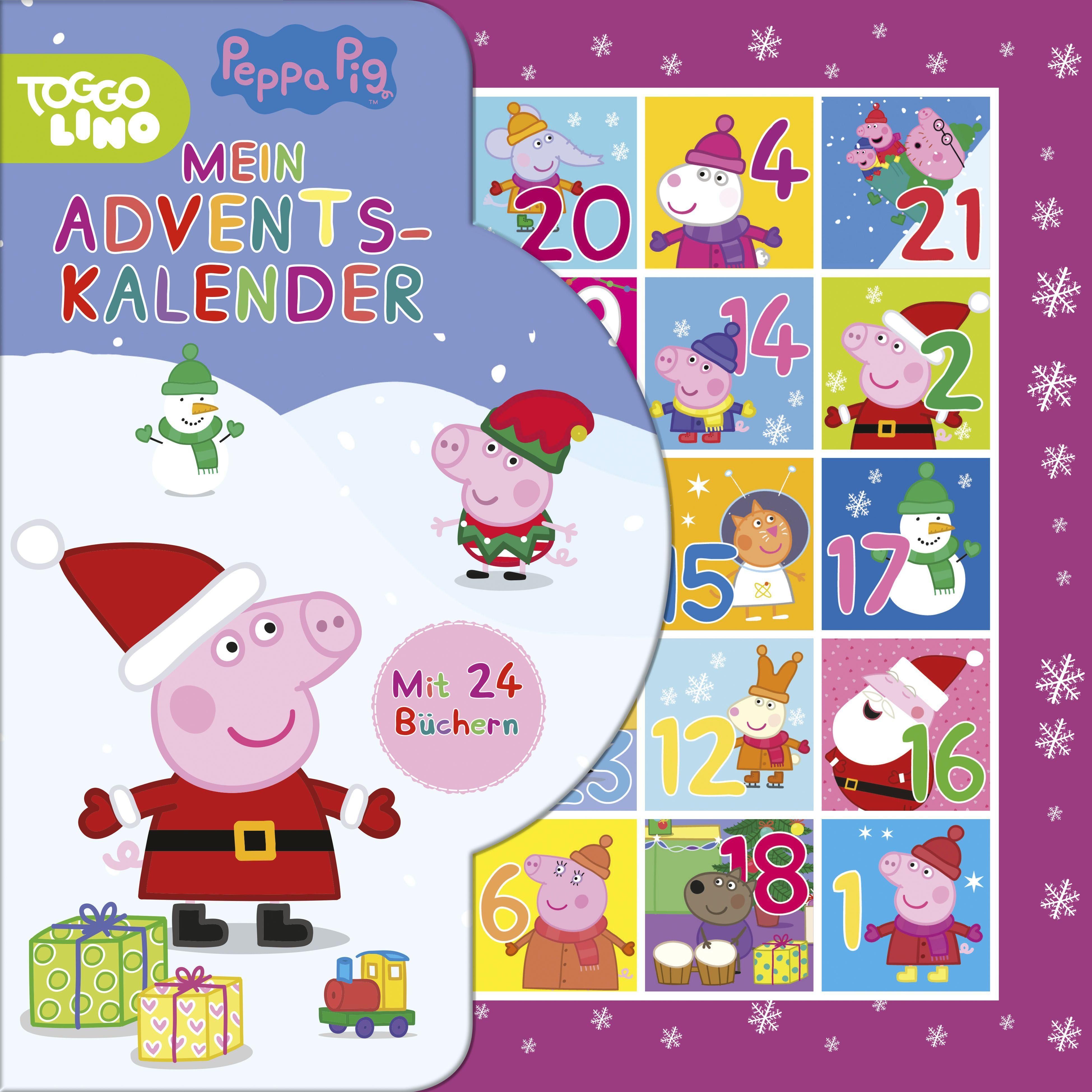 Peppa Pig: Mein Adventskalender 24 Büchlein aus stabiler Pappe mit Aufhängern in wiederverschließ...