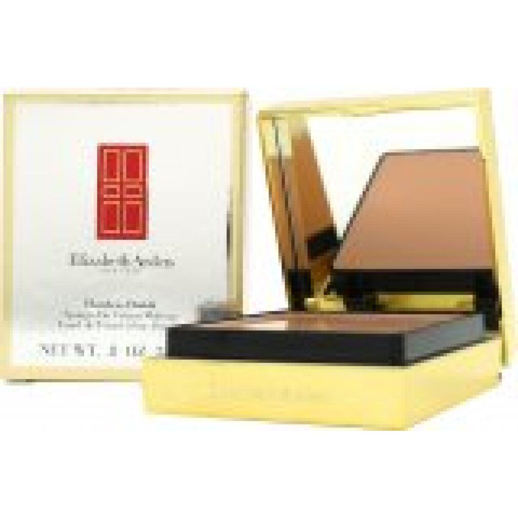 Make-up-Kompaktverpackung in Gold mit Spiegel und Schwamm, in einer Schachtel. Marke und Produktname sichtbar.