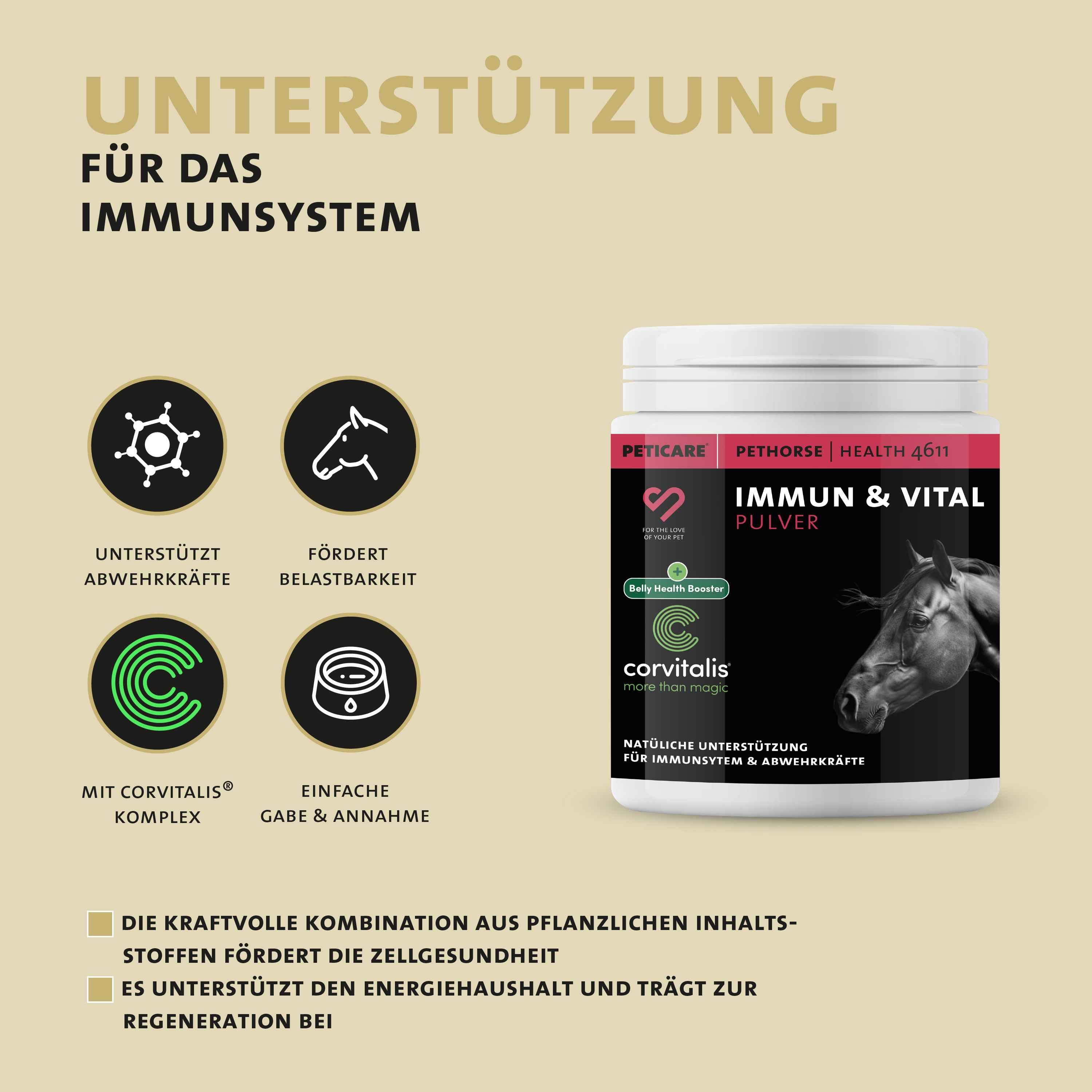 Peticare Natürliches Ergänzungsfutter zur Unterstützung der Abwehrkräfte