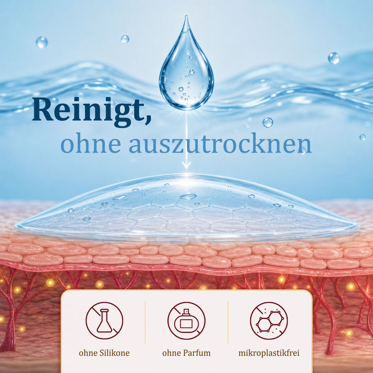 ANISSA Duschgel reinigt die Haut, ohne sie auszutrocknen. Ohne Silikone, Parfum, Mikroplastik.