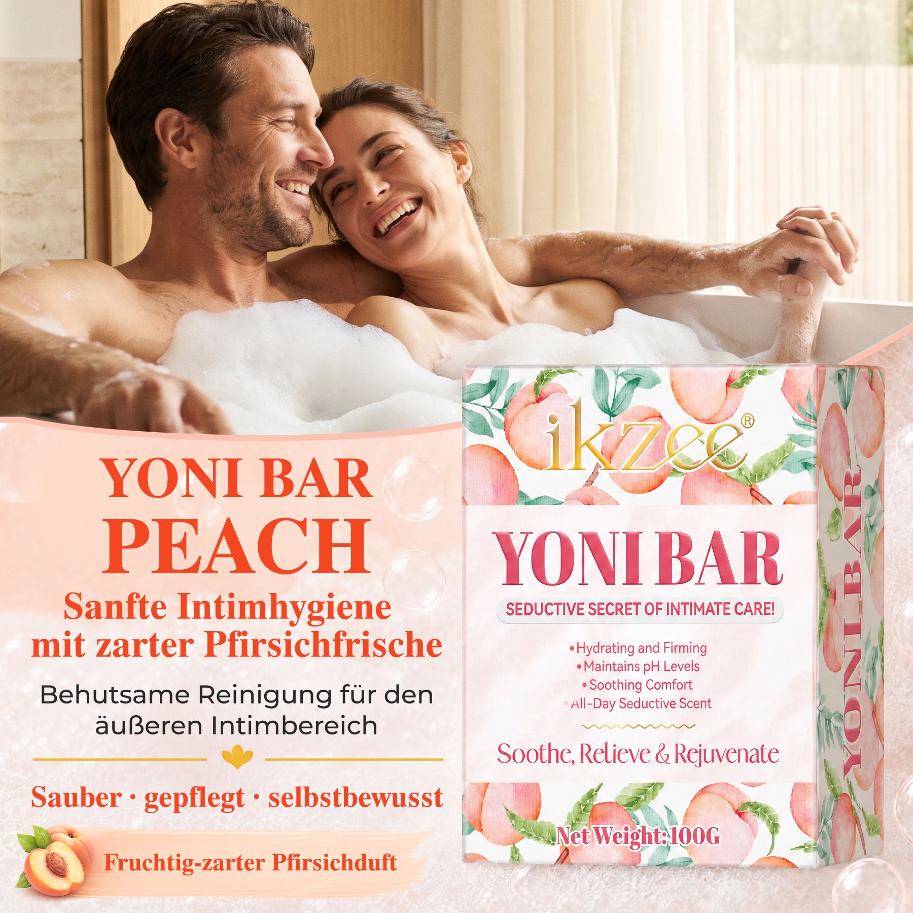 P-beauty Intimseife Yoni Bar Frauen Intimpflege pH-Balance mit Pfirsich