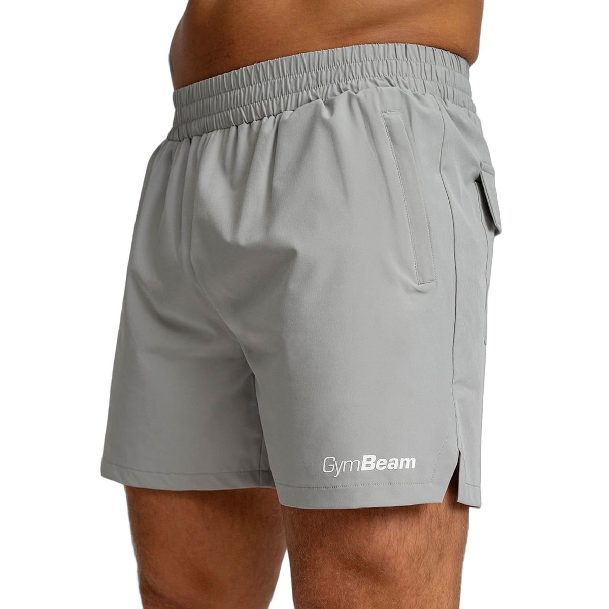 GymBeam Shorts Herren Regular TRN Grau mit Gummizug und Reißverschlusstaschen