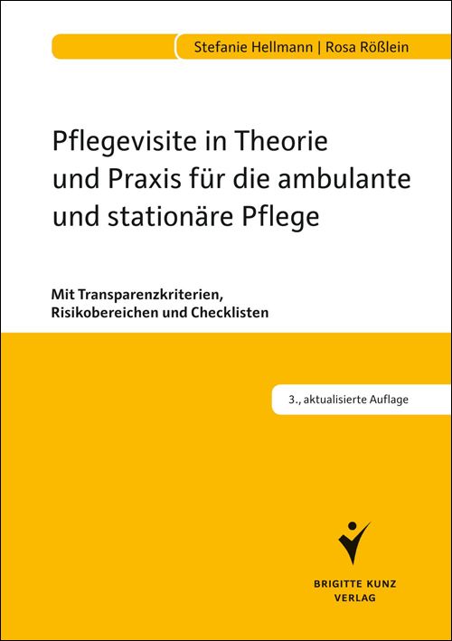 Buchcover: Pflegevisite in Theorie und Praxis. Titel, Autoren, Auflage, Verlag. Gelber Hintergrund.