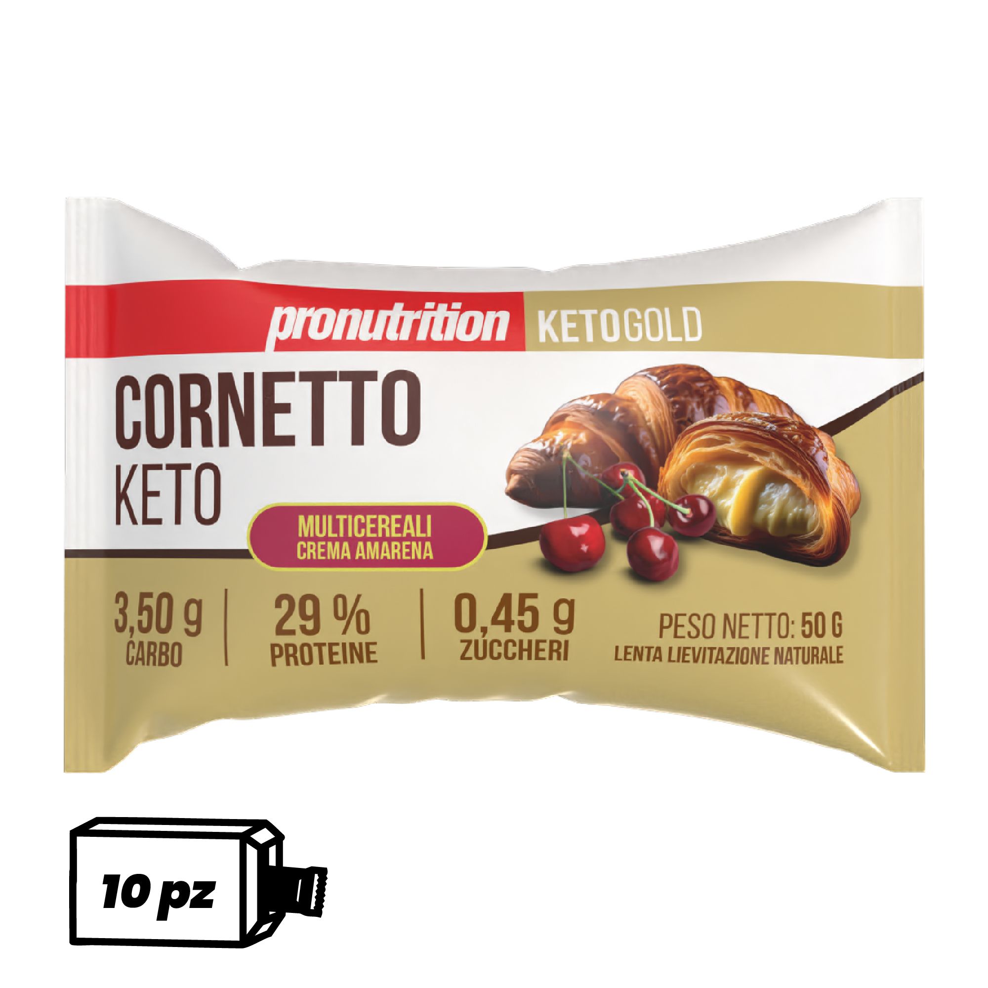 Pronutrition Cornetto keto multicereali (10 pezzi x 50 gr, Crema e amarena)