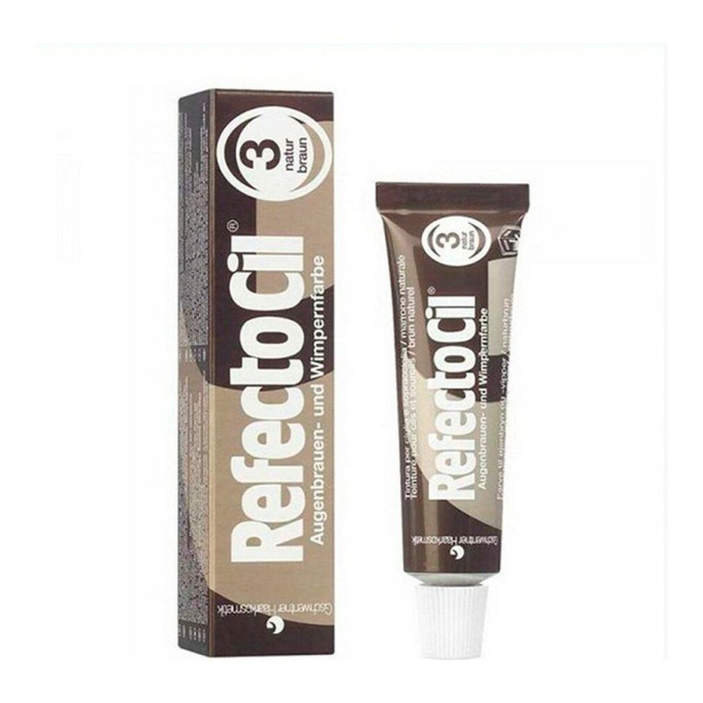 Refectocil 3, Naturbraun, Tube und Schachtel. Produkt für Augenbrauen- und Wimpernfärbung.