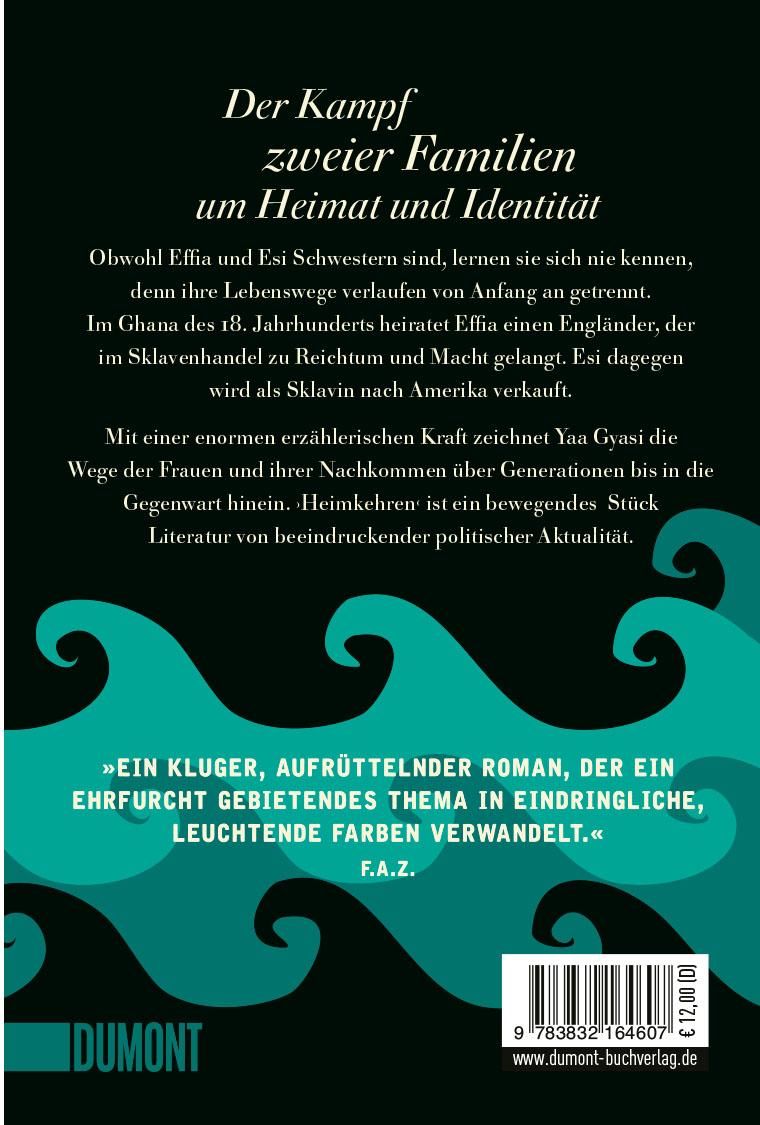 Buchrückseite mit Text in deutscher Sprache. Titel: "Der Kampf zweier Familien um Heimat und Identität".