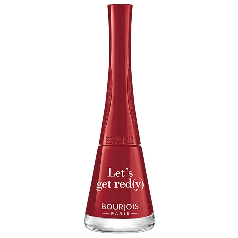 Roter Nagellack von Bourjois. Aufschrift 'Let's get red(y)'. Flakon mit langem Deckel.