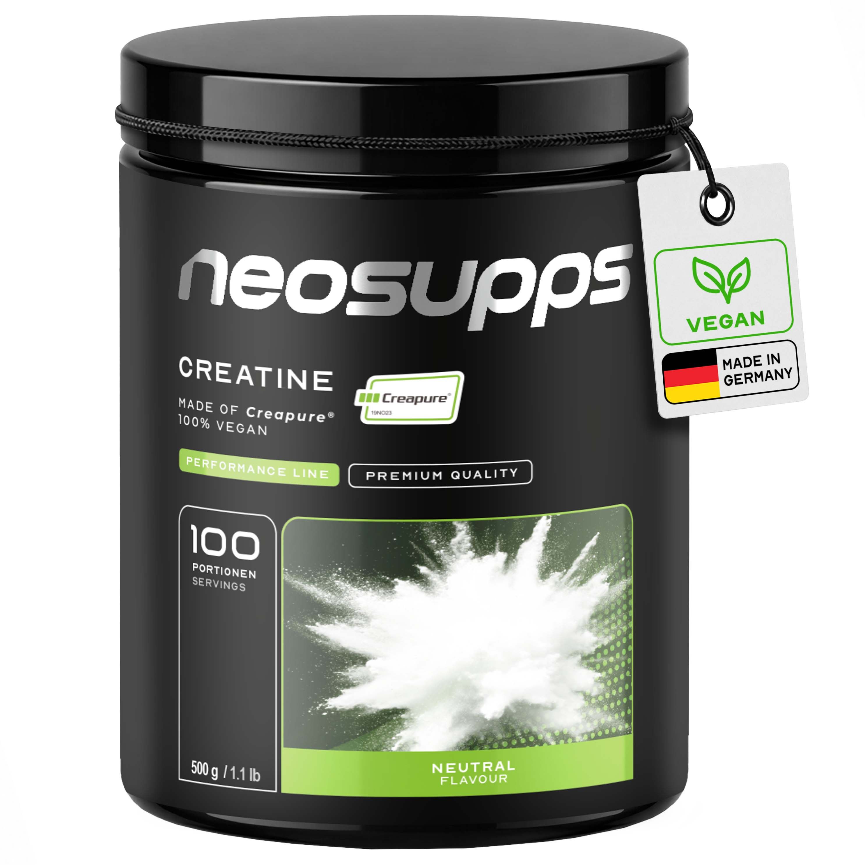 Neosupps Creatine Made of Creapure®, 500g, 100 % reines Kreatin, Made in Germany