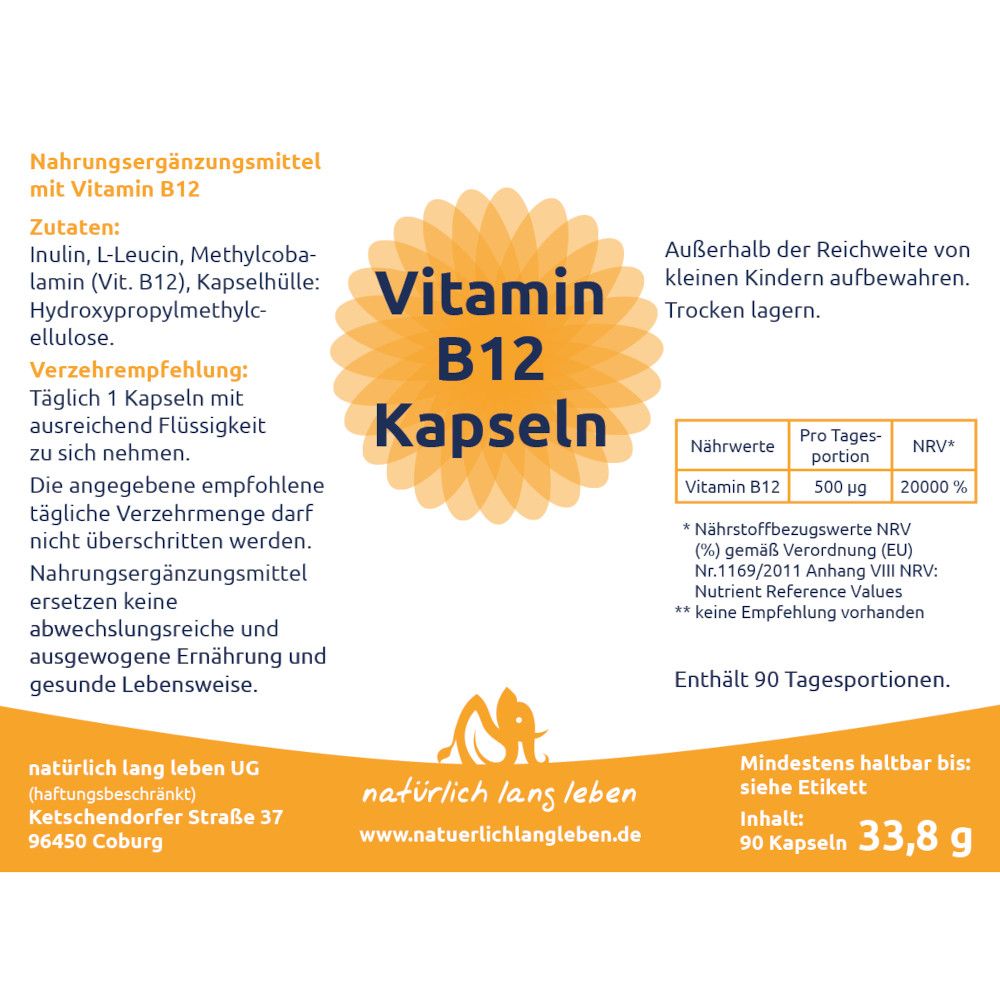 natürlich lang leben Vitamin B12 90 St