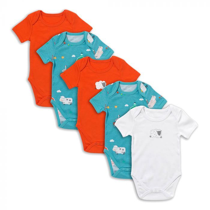 schlummersack Baby Body Kurzarm aus 100% Bio-Baumwolle Größe 62 Bauernhof