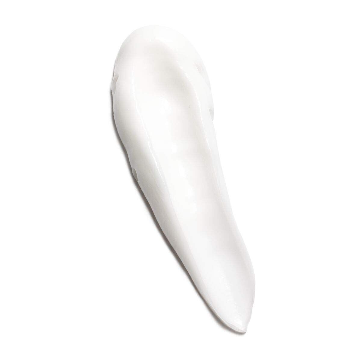 Weißer Creme-Klecks. Form: länglich, oval.