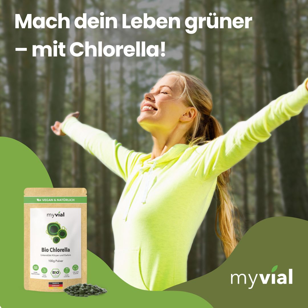 myvial® Bio Chlorella Tabletten Presslinge - 240 St mit Eisen & B12 - vegan