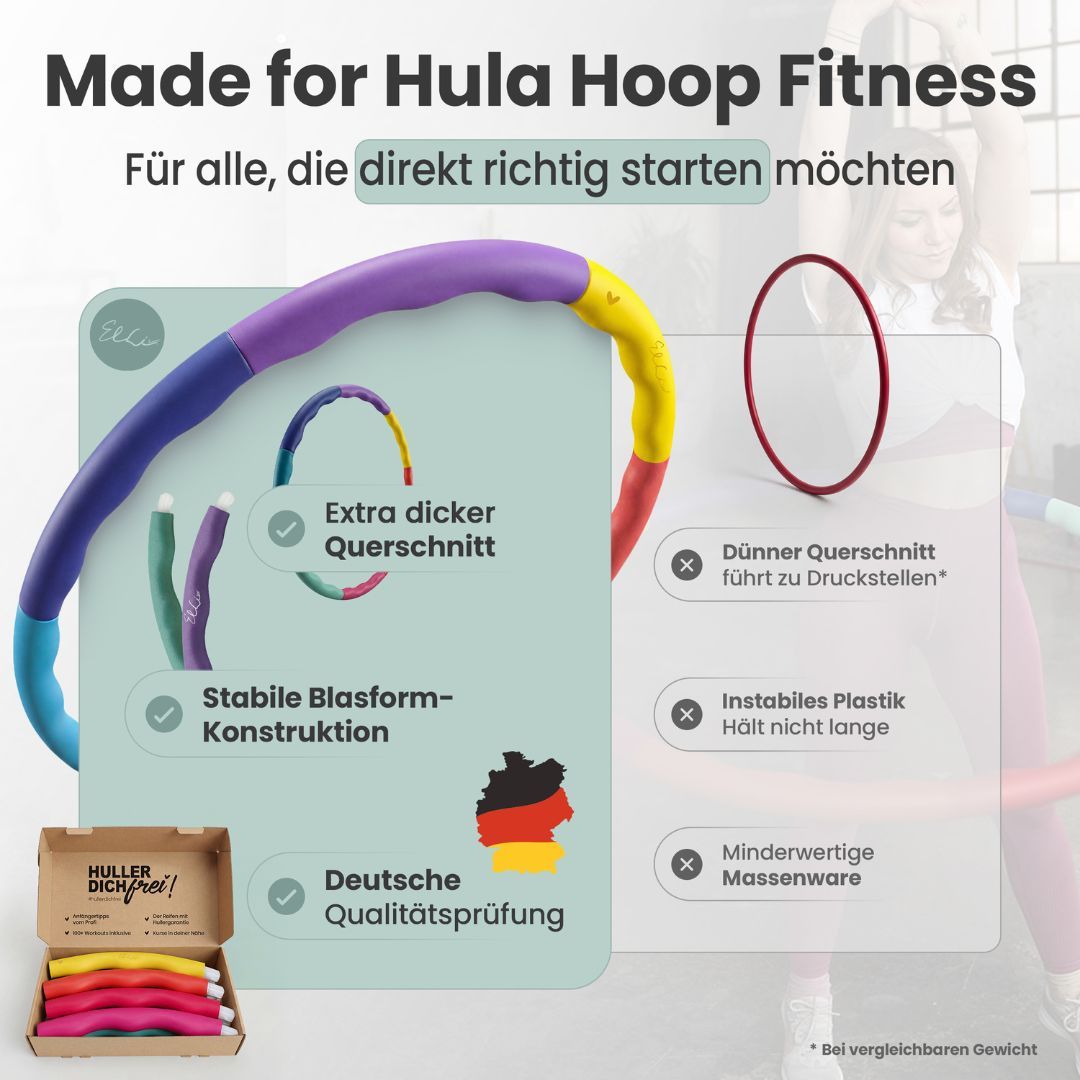 Elli Hoop M - DAS ORIGINAL - Hula Hoop Reifen für Erwachsene, schwarz