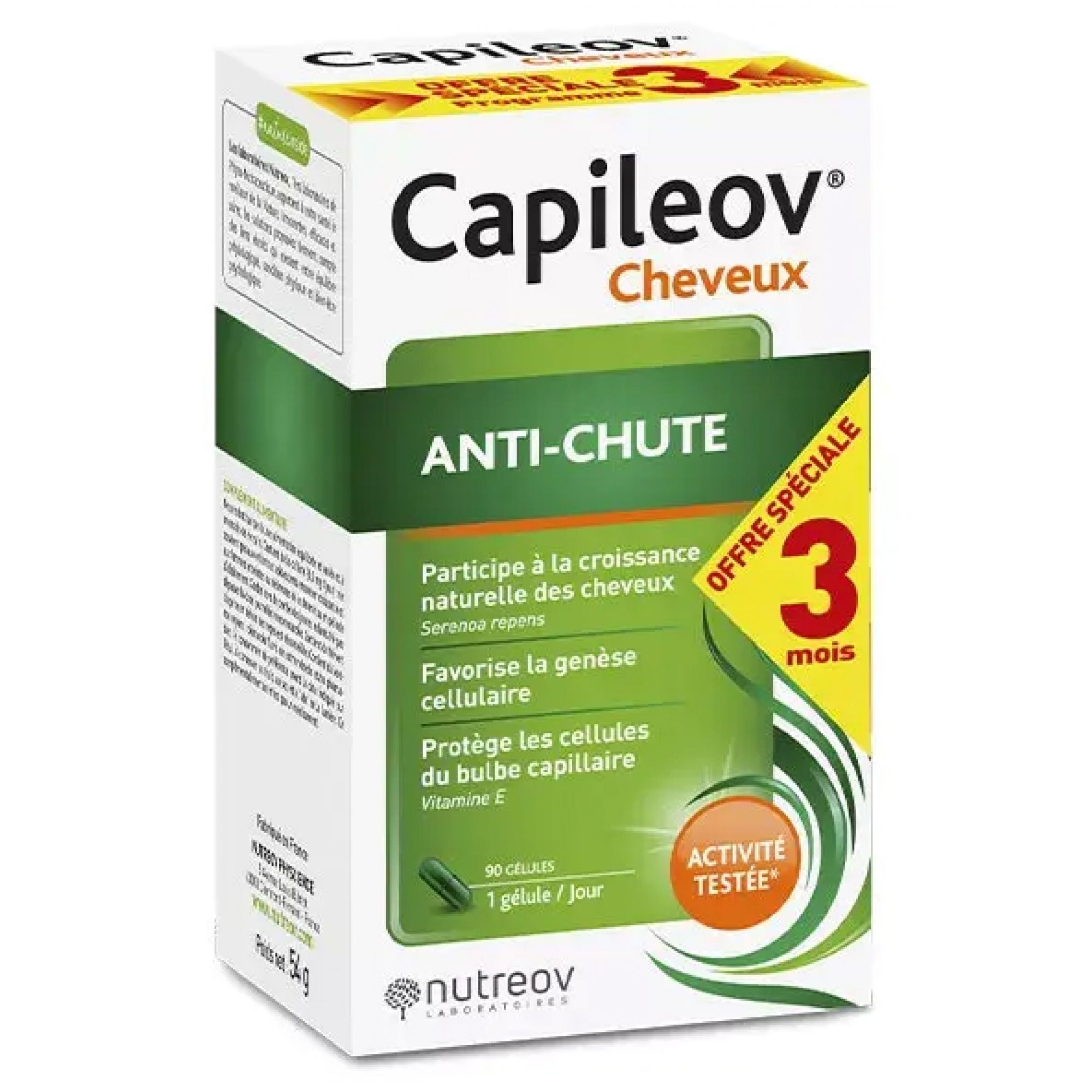Nutreov Capileov Anti-Haarausfall 90 Kapseln 1 Monat Geschenkt 7,5x8x13 cm